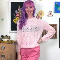 Vintage Pink Mohair Sweater Open Knit Cottagecore | Etsy (US)