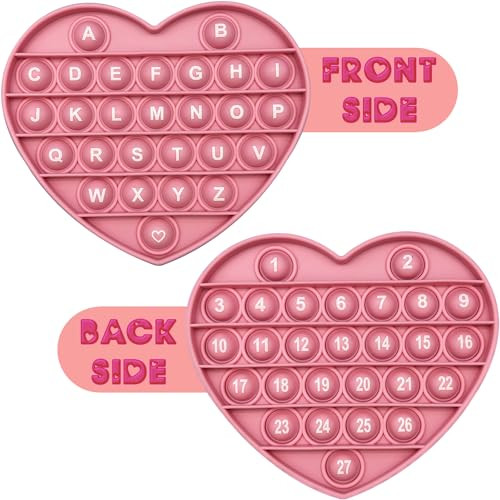 PETBSNVB Pink Heart Shaped Pop Bubble Valentines Fidget Toy with Letters and Numbers, Xmas Gift Sensory Toy with Alphabets Kids Birthday Party Classroom Prize Stress Reliever | Amazon (US)
