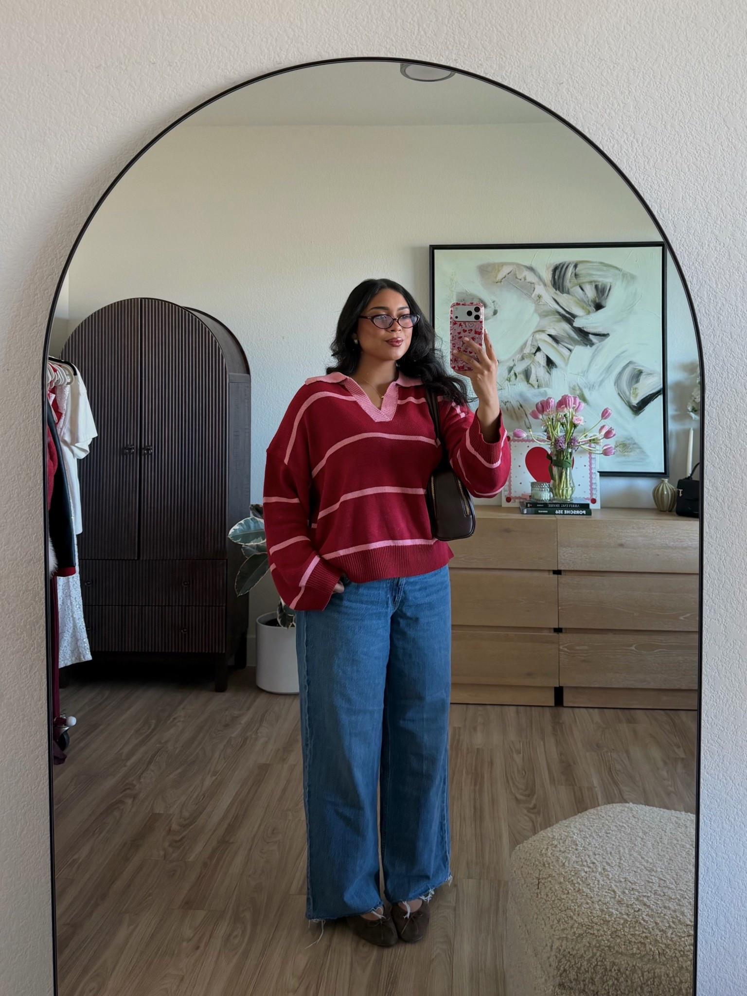 casual valentines/ Galentines day fit♥️ sweater is honestly perfect for year I love the pink collar (rugby style sweater/ oversized fit, sized up to an XL), jeans run true to size too!

#LTKootd #LTKValentine #LTKMidsize