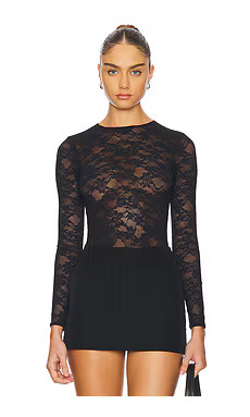 fleur du mal Le Stretch Long Sleeve Bodysuit in Black from Revolve.com | Revolve Clothing (Global)