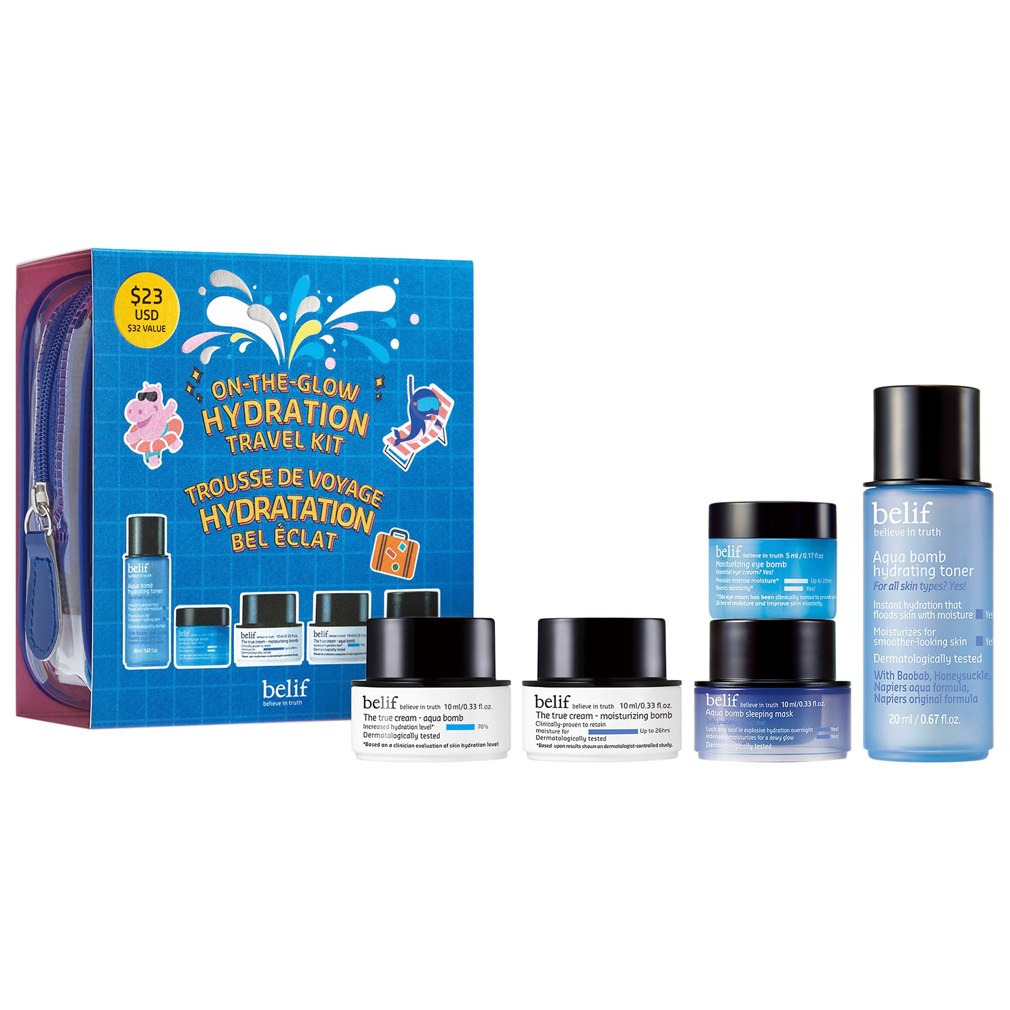 belif On-the-glow hydration travel kit | Sephora (US)