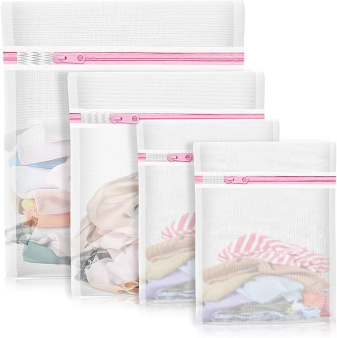 4Pcs Mesh Laundry Bags, Lingerie Bags for Washing Delicates,Mesh Wash Bags for Toy Storage & Clea... | Amazon (US)
