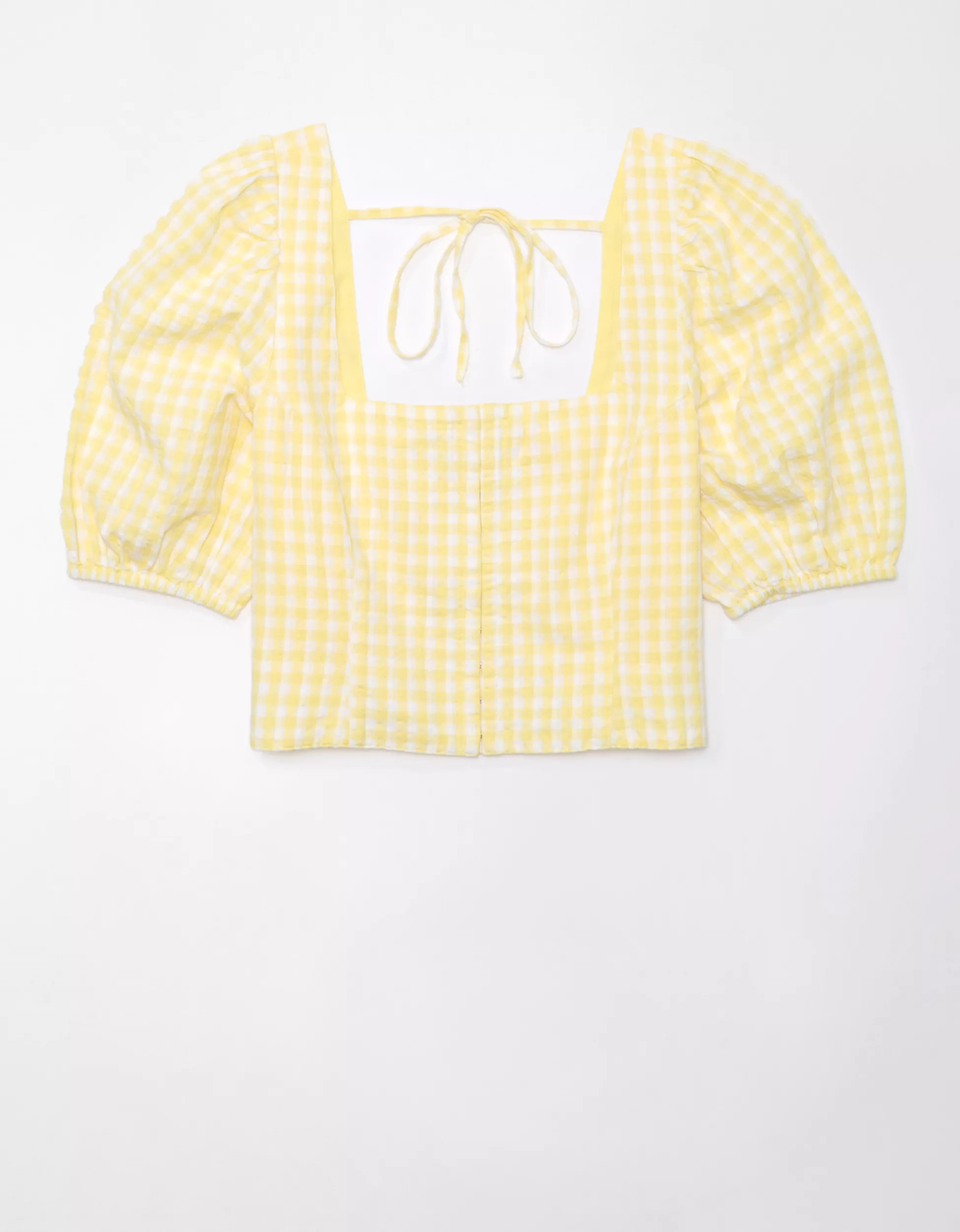AE Square-Neck Corset Linen-Blend Top | American Eagle Outfitters (US & CA)
