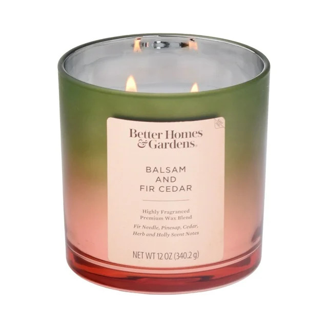 Better Homes & Gardens Balsam and Fir Cedar Scented 2-Wick 12oz Metallic Ombre Jar Candle | Walmart (US)