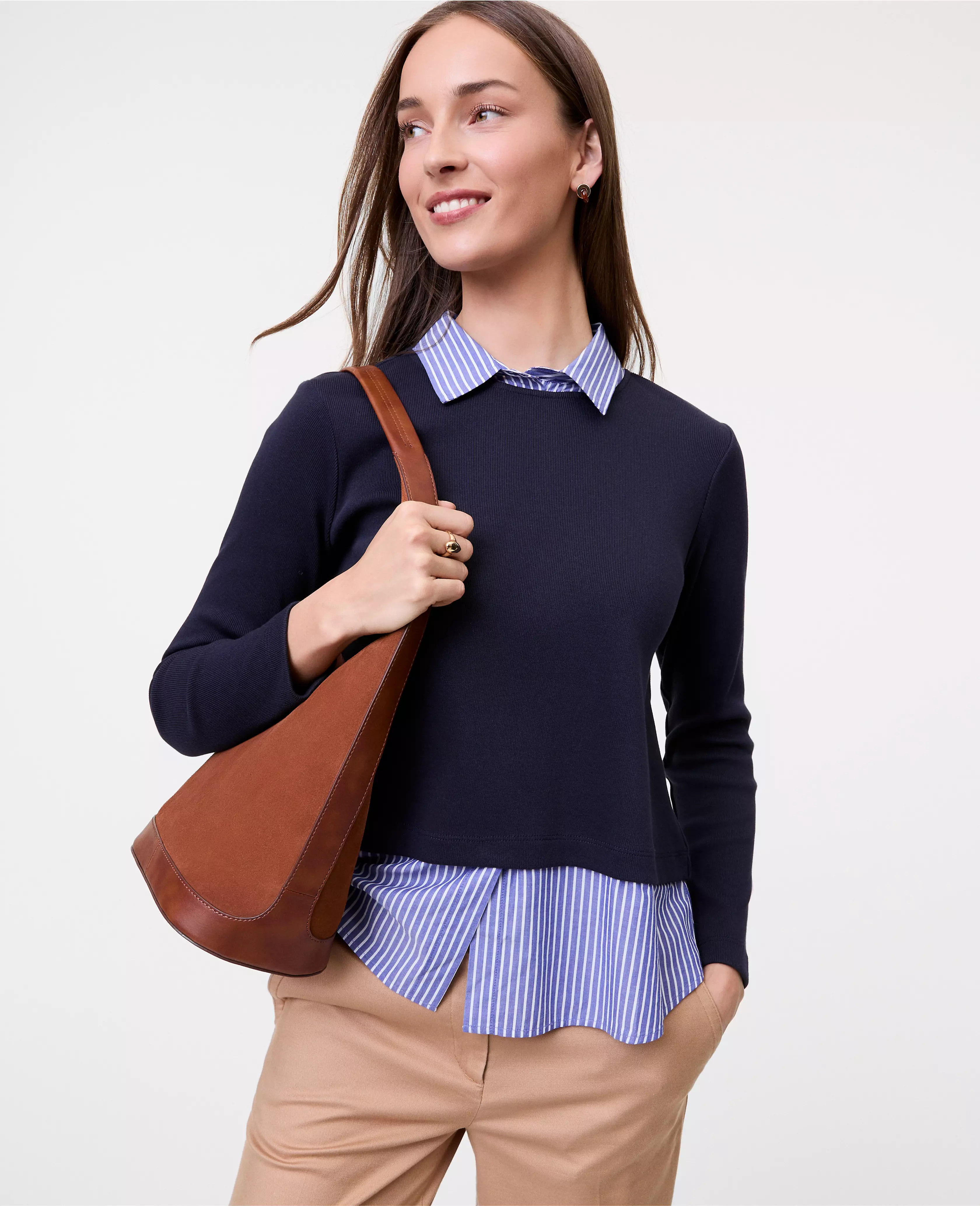 Weekend Collection Layered Mix Media Top | Ann Taylor