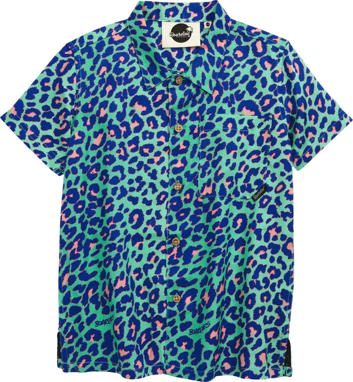 Boardies Kids' Leopard Print Button-Up Shirt | Nordstrom | Nordstrom
