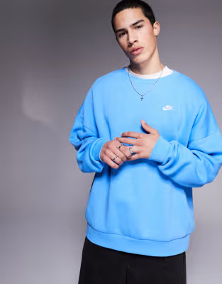 Nike Club oversized sweatshirt in blue | ASOS (Global)