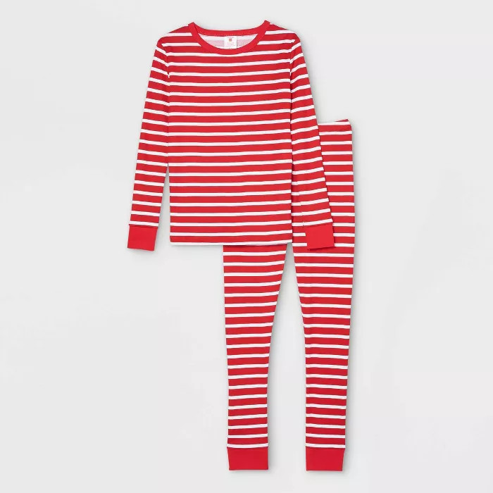 Kids' Striped 100% Cotton Matching Family Pajama Set - Red | Target