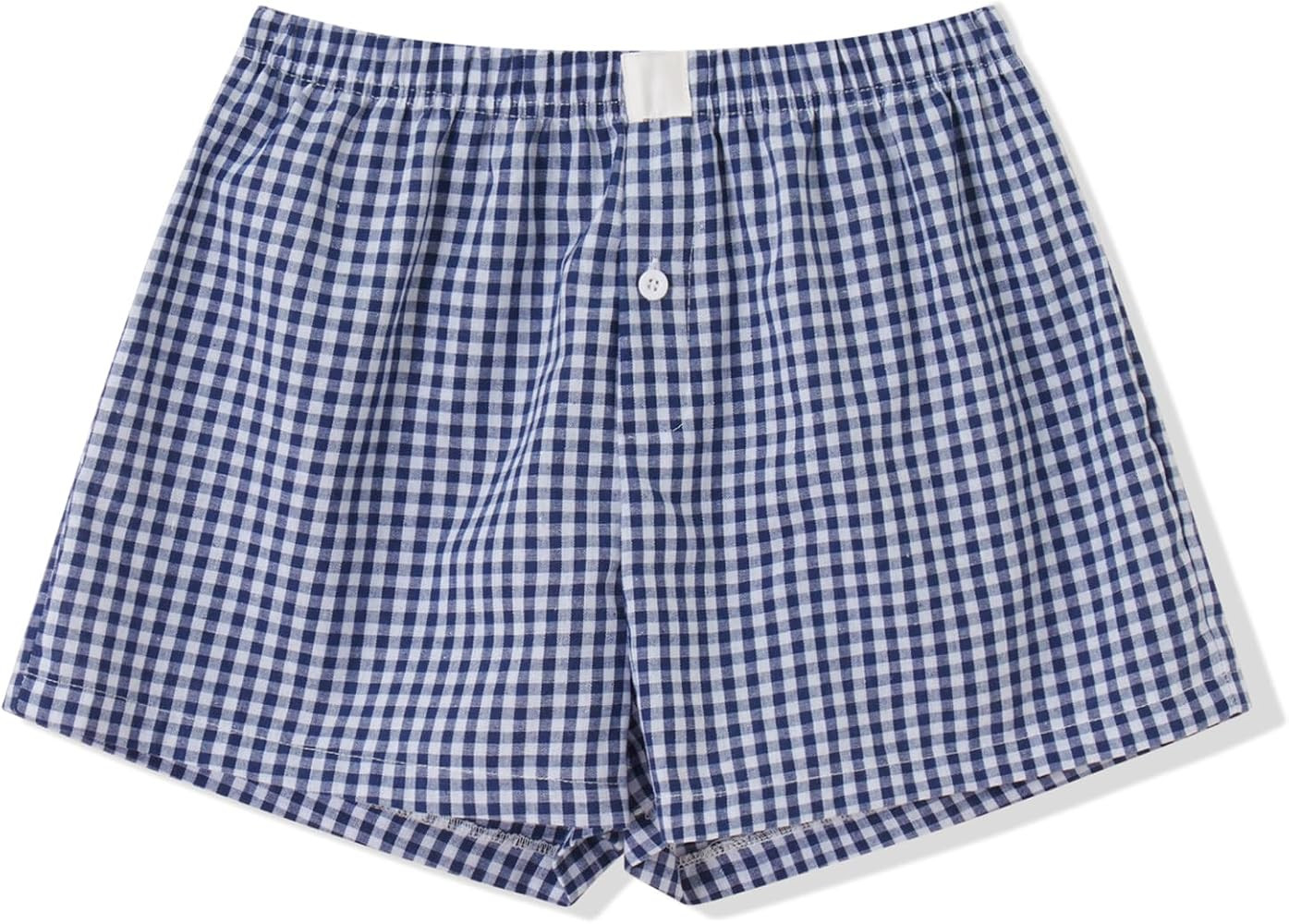 Women Gingham Boxer Shorts Y2k Cute Stripes Plaid Button Elastic Waist Lounge Boxers | Amazon (US)