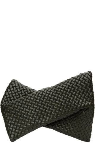 Khaki Intrecciato 'The Crisscross' Clutch | SSENSE