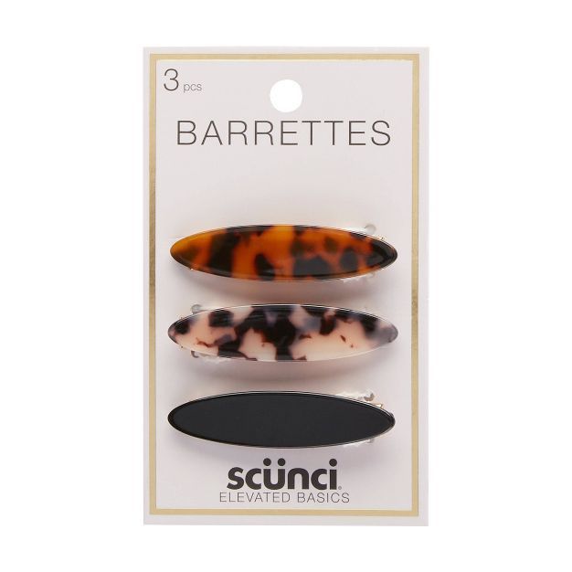 scunci Barrettes - Assorted/Tort/Black - 3pk | Target