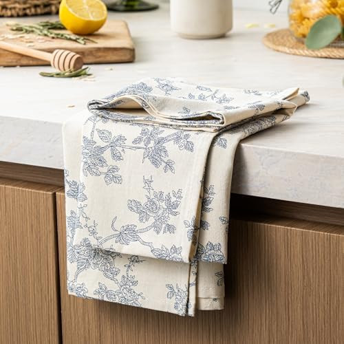 100% Cotton French Pastoral Kitchen Towels Set of 2, Decorative Flour Sack Tea Towels with Hangin... | Amazon (US)