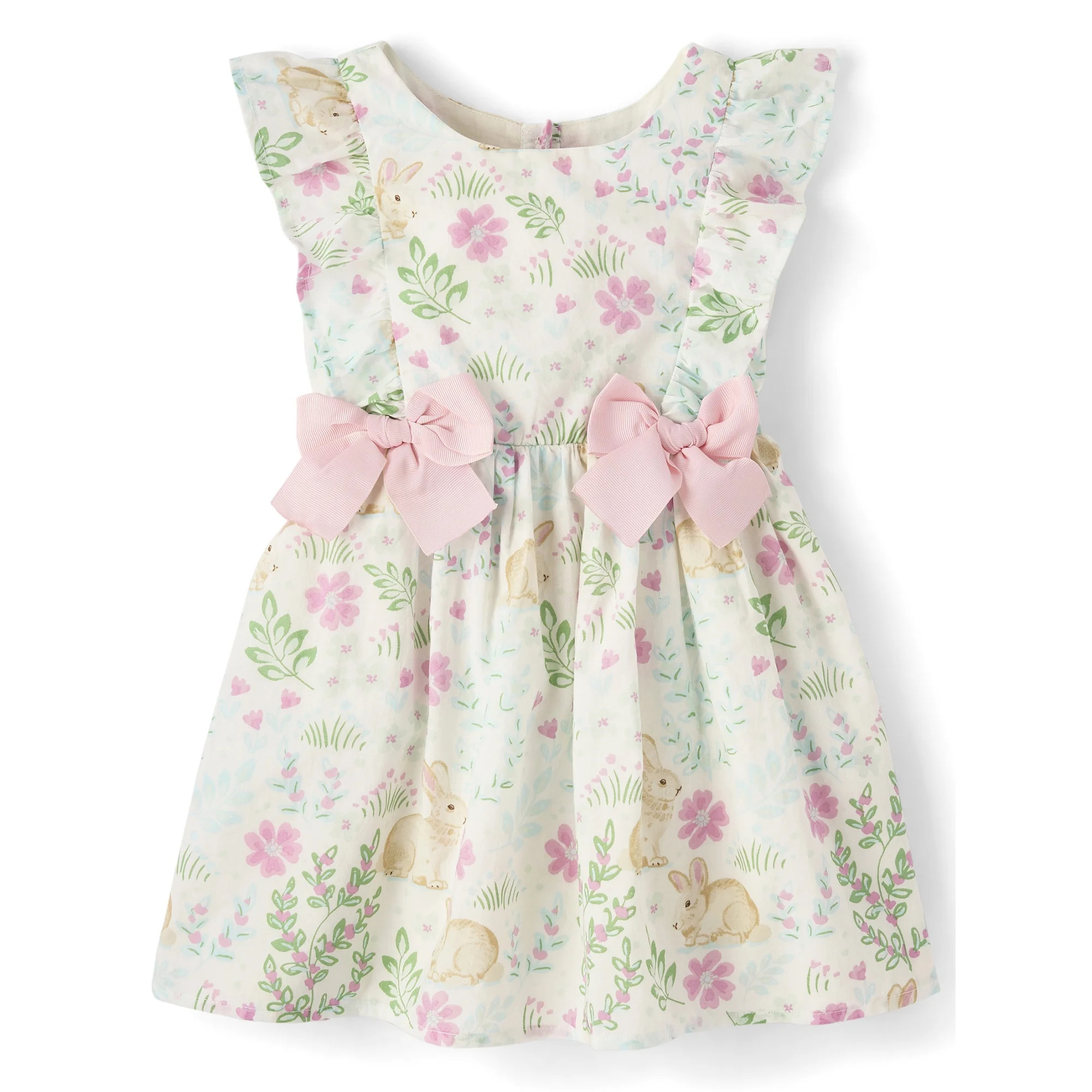 The Children's Place Toddler Girls Short Sleeve Bunny Bow Flutter Dress, Sizes 12M-5T | Walmart (US)