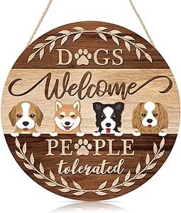Amazon.com : Funny Welcome Front Door Dog Pet Sign, Farmhouse Adorable Cartoon Dog Door Decoratio... | Amazon (US)