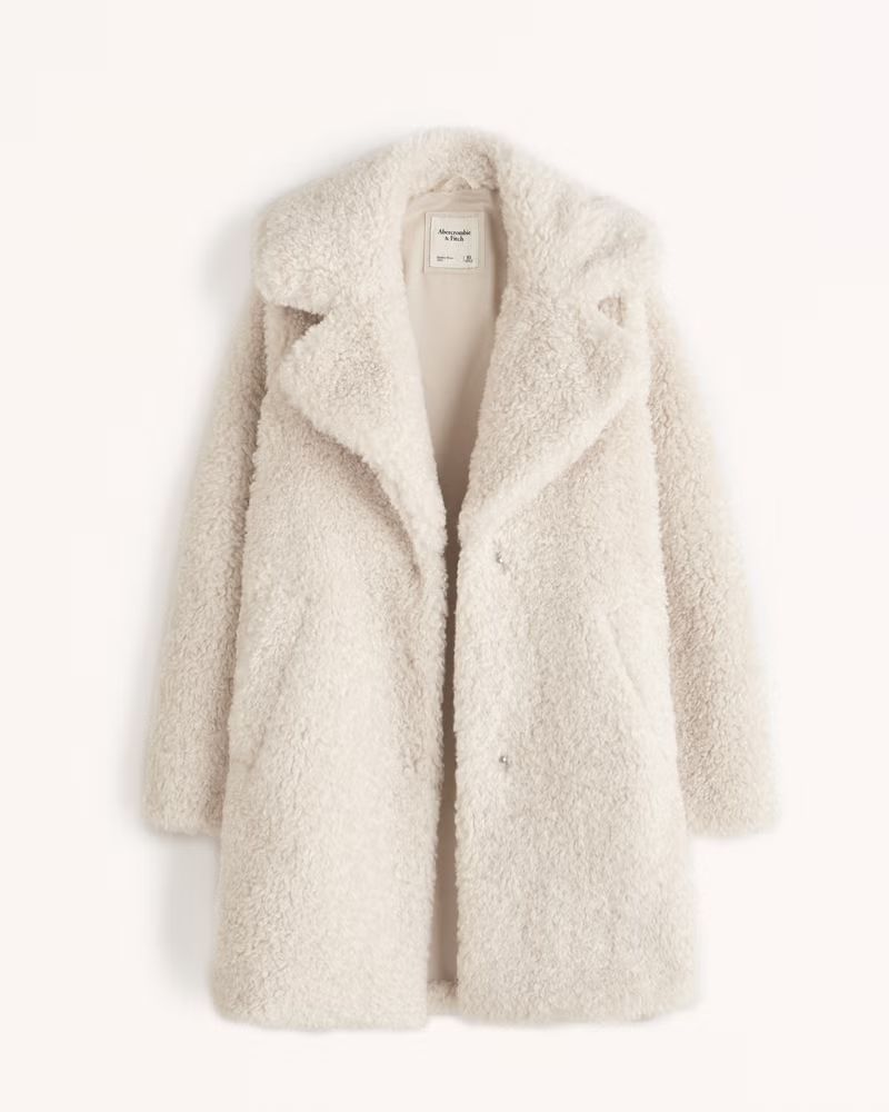 Women's A&F Teddy Mid Coat | Women's New Arrivals | Abercrombie.com | Abercrombie & Fitch (US)