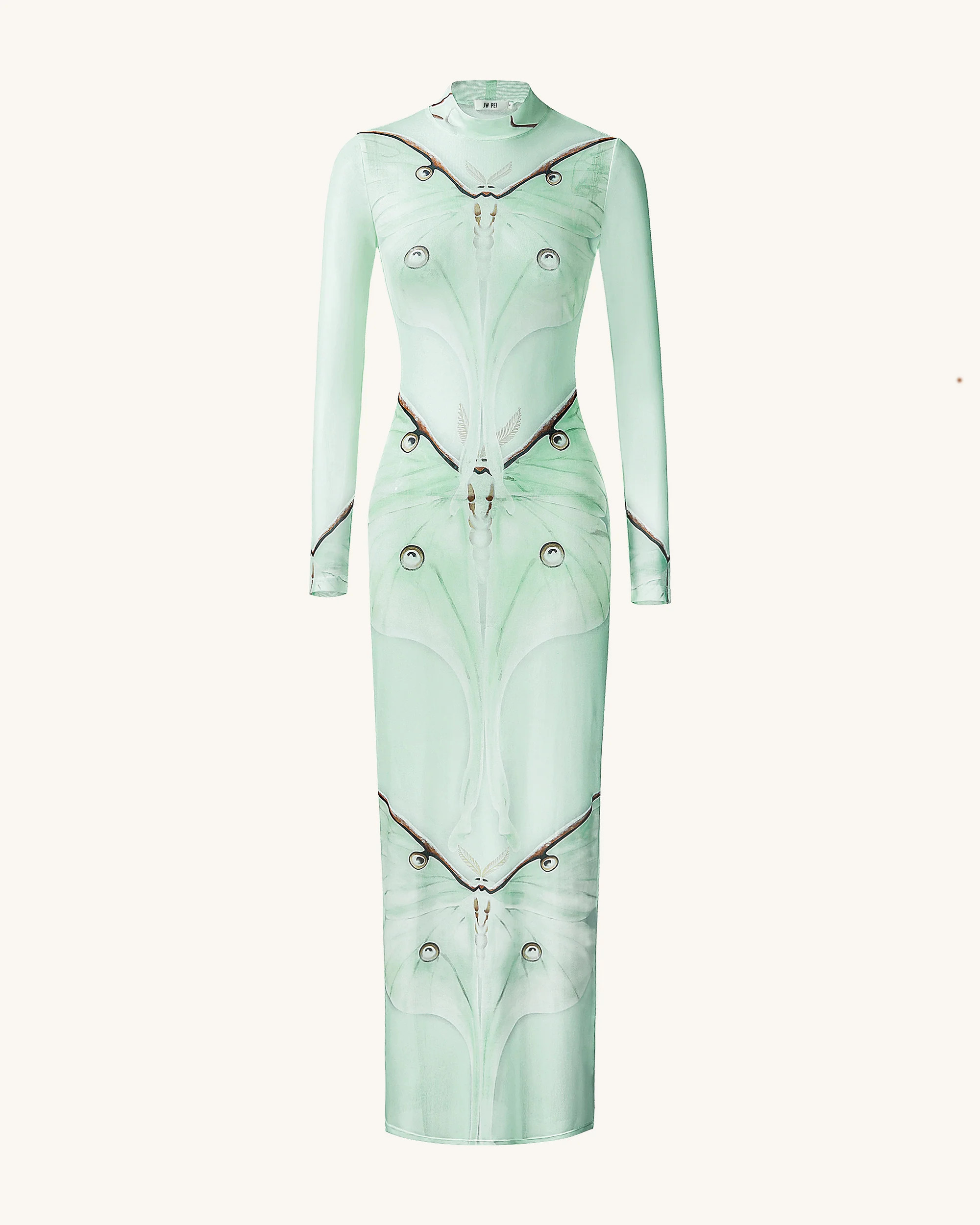 Moth Sheer Mesh Gown - Green/Beige | JW PEI US