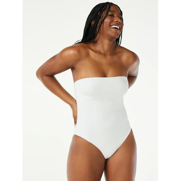 Love & Sports Women's Textured Strapless One-Piece Swimsuit - Walmart.com | Walmart (US)