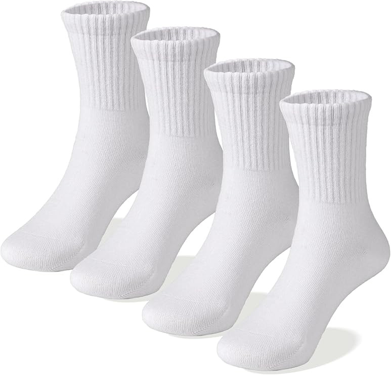 COTTON DAY Unisex School Kids Boys Girls Soft Cotton Black White Gray Navy Khaki Athletic Socks w... | Amazon (US)