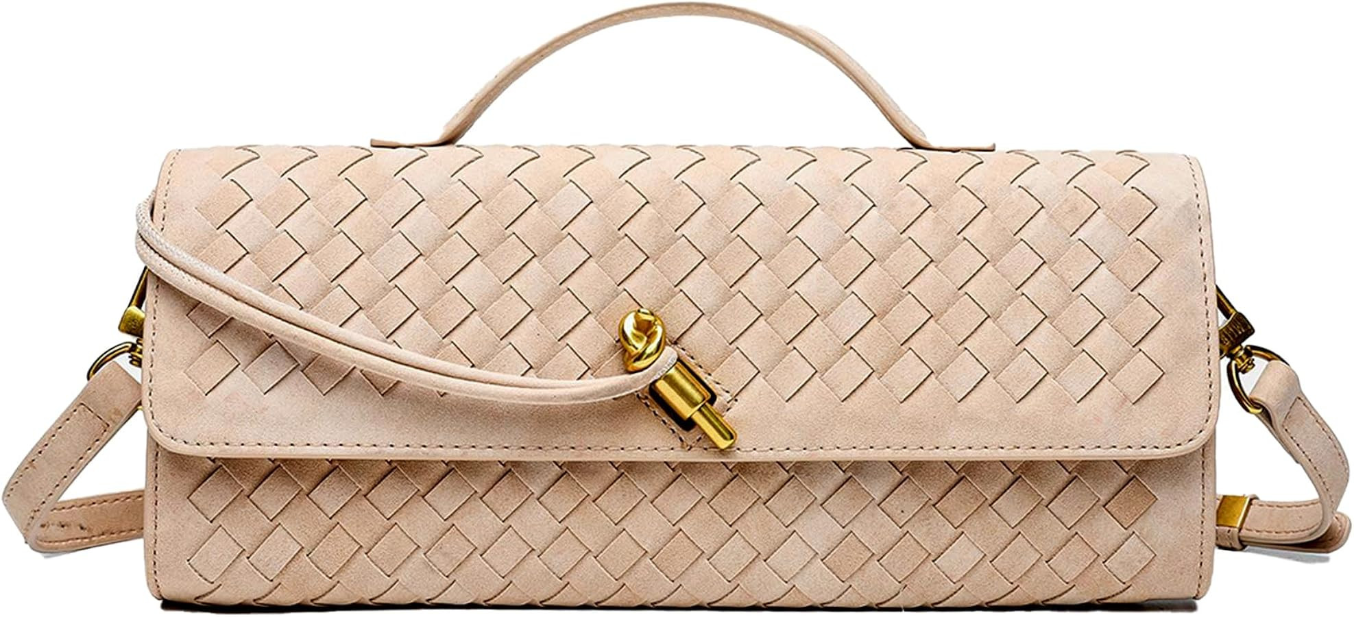 Suede Woven Clutch Purse for Women Designer Hand-woven Crossbody Satchel Bag Trendy Evening Handb... | Amazon (US)
