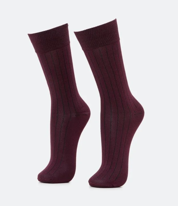 Meia Cano Longo em Modal com Textura Canelada Roxo | Renner (BR)