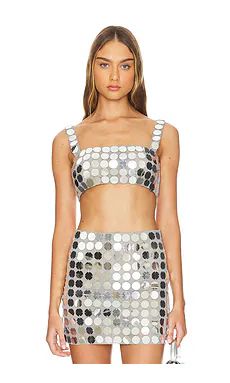 Lovers and Friends Gilles Sequin Crop Top in Disco Silver from Revolve.com | Revolve Clothing (Global)