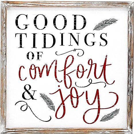 Sweet Water Decor Good Tidings of Comfort and Joy Wood Sign 18x18" | Rustic Christmas Wall Decor ... | Amazon (US)