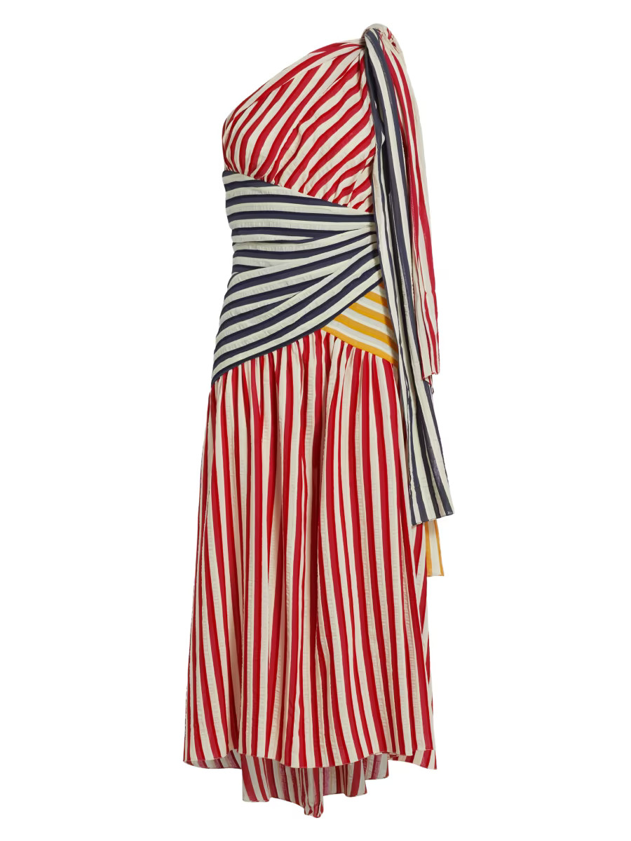 Shop Rosie Assoulin One-Shoulder Accordian Dress | Saks Fifth Avenue | Saks Fifth Avenue
