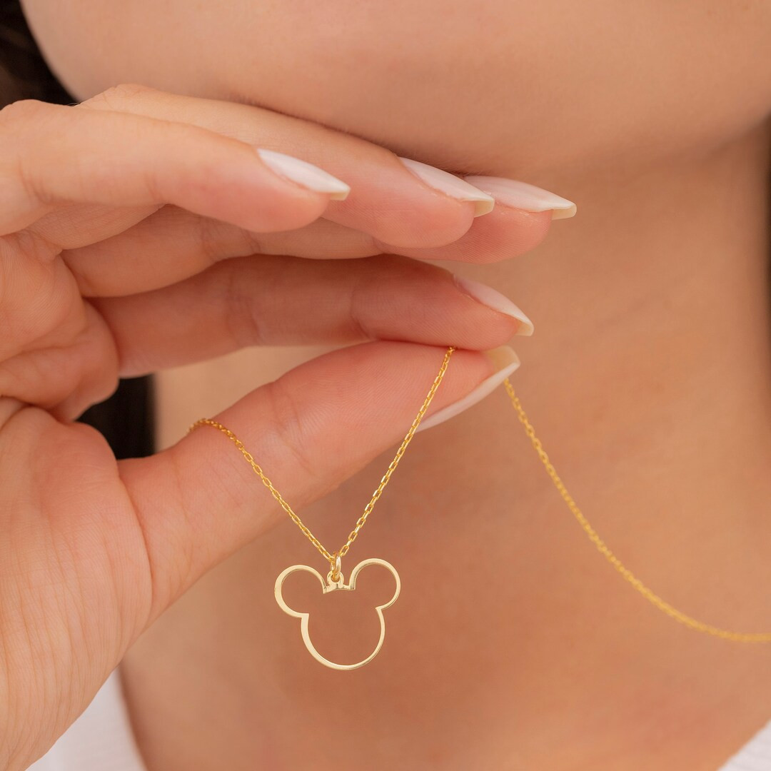 Cute Gold Disney Necklace, Mickey Mouse Pendant, Silver Disney Jewelry, Birthday & Chiristmas Gif... | Etsy (US)