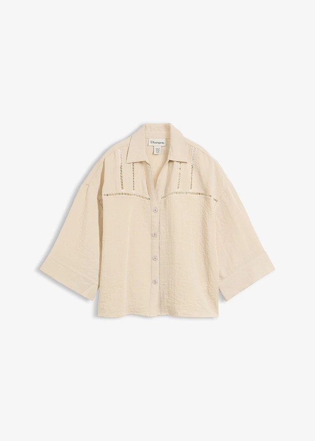 Overhemdblouse van een viscosemix lichtsand | Bonprix NL (Influencer)