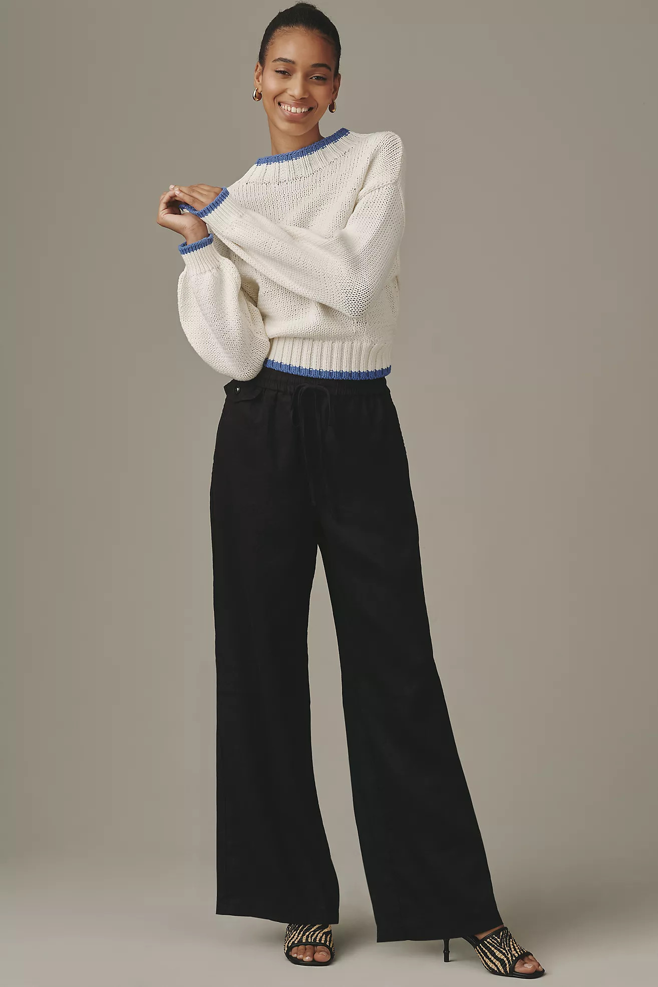 The Brooklin Linen Tie-Front Pull-On Pants by Maeve | Anthropologie (US)