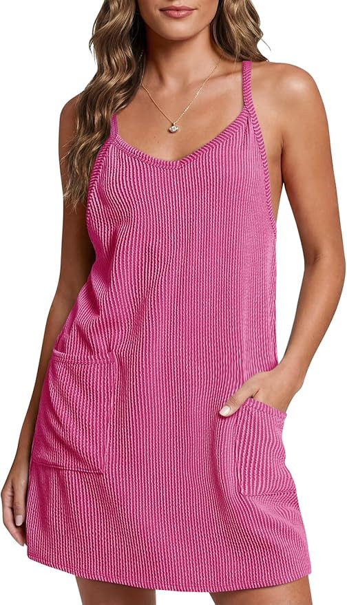 Fisoew Womens Tennis Athletic Dress Mini Romper Dress with Built in Shorts Summer Vacation Outfit... | Amazon (US)