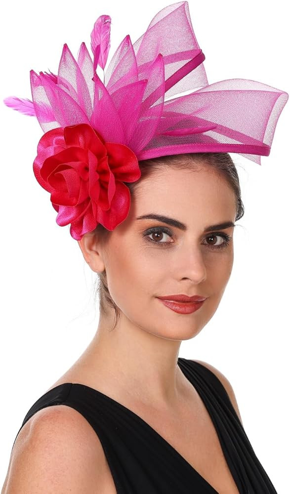 SAFERIN Fascinators Hat Flower Mesh Ribbons Feathers on a Headband and a Clip Tea Party Headwear ... | Amazon (US)