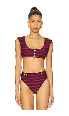 WeWoreWhat Off Shoulder Bikini Top in Red & Dark Navy from Revolve.com | Revolve Clothing (Global)
