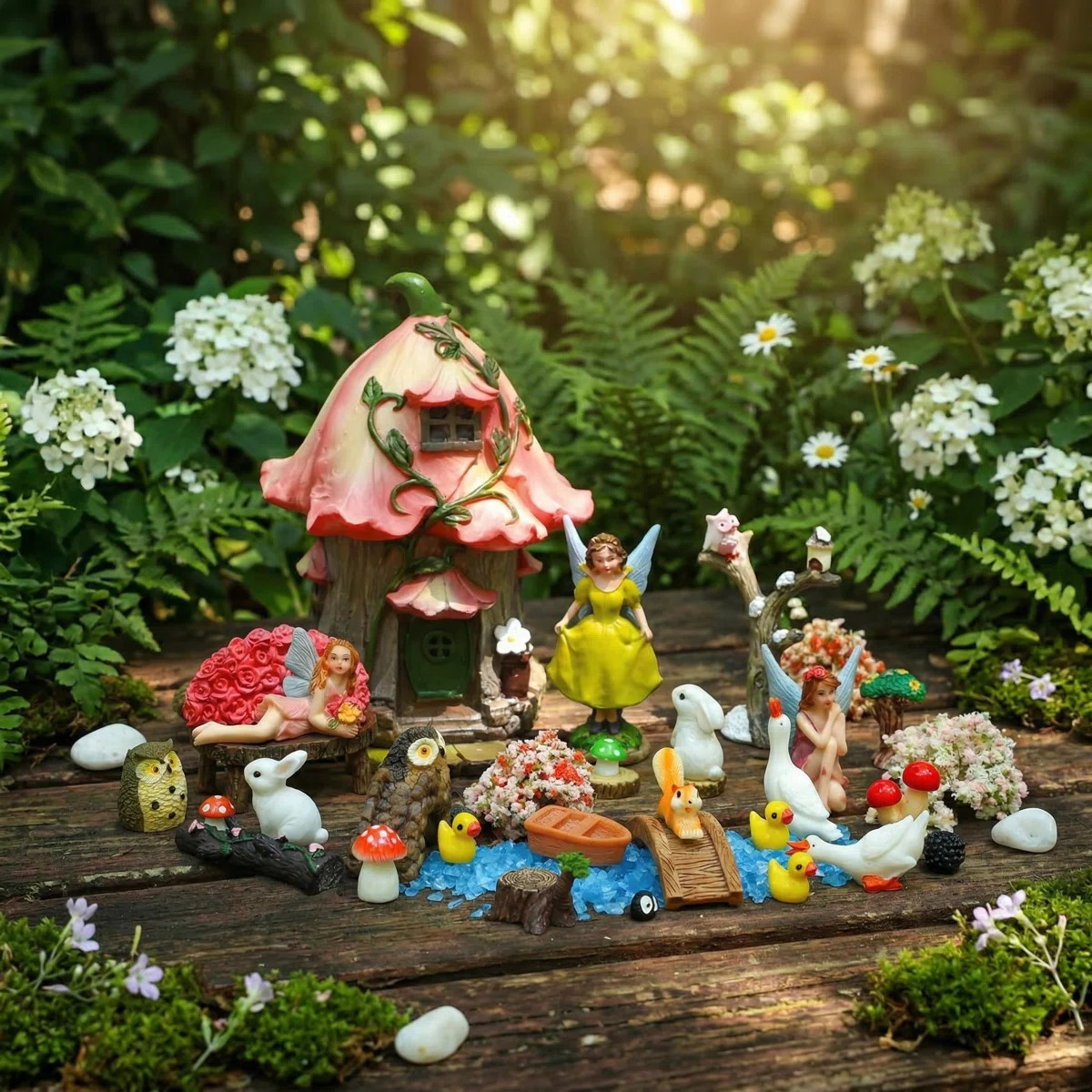 93 Pcs Fairy Garden House Resin Accessories Fairy Elves Kit Miniature Fairy Figurines Ornaments A... | Wayfair North America