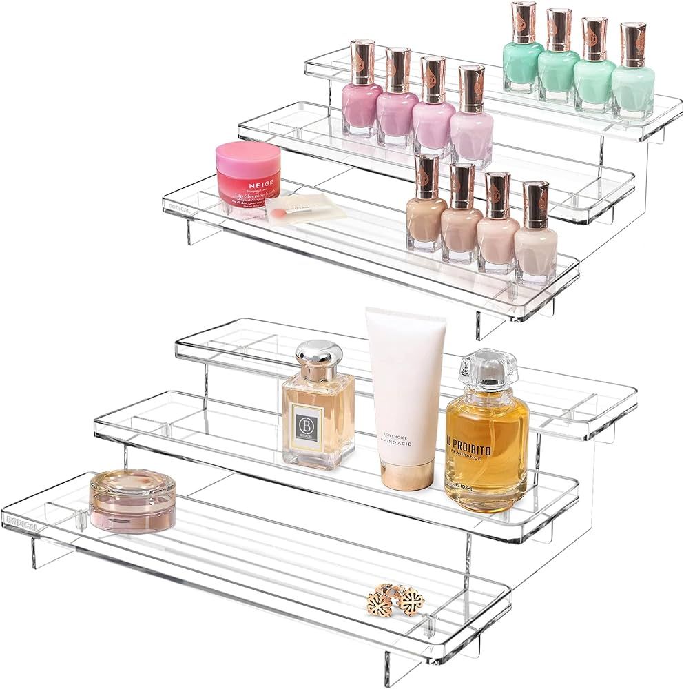 Set of 2, 3-Tier Acrylic Display Risers Perfume Organizer Stand, Spice Rack Organizer for Cabinet... | Amazon (US)