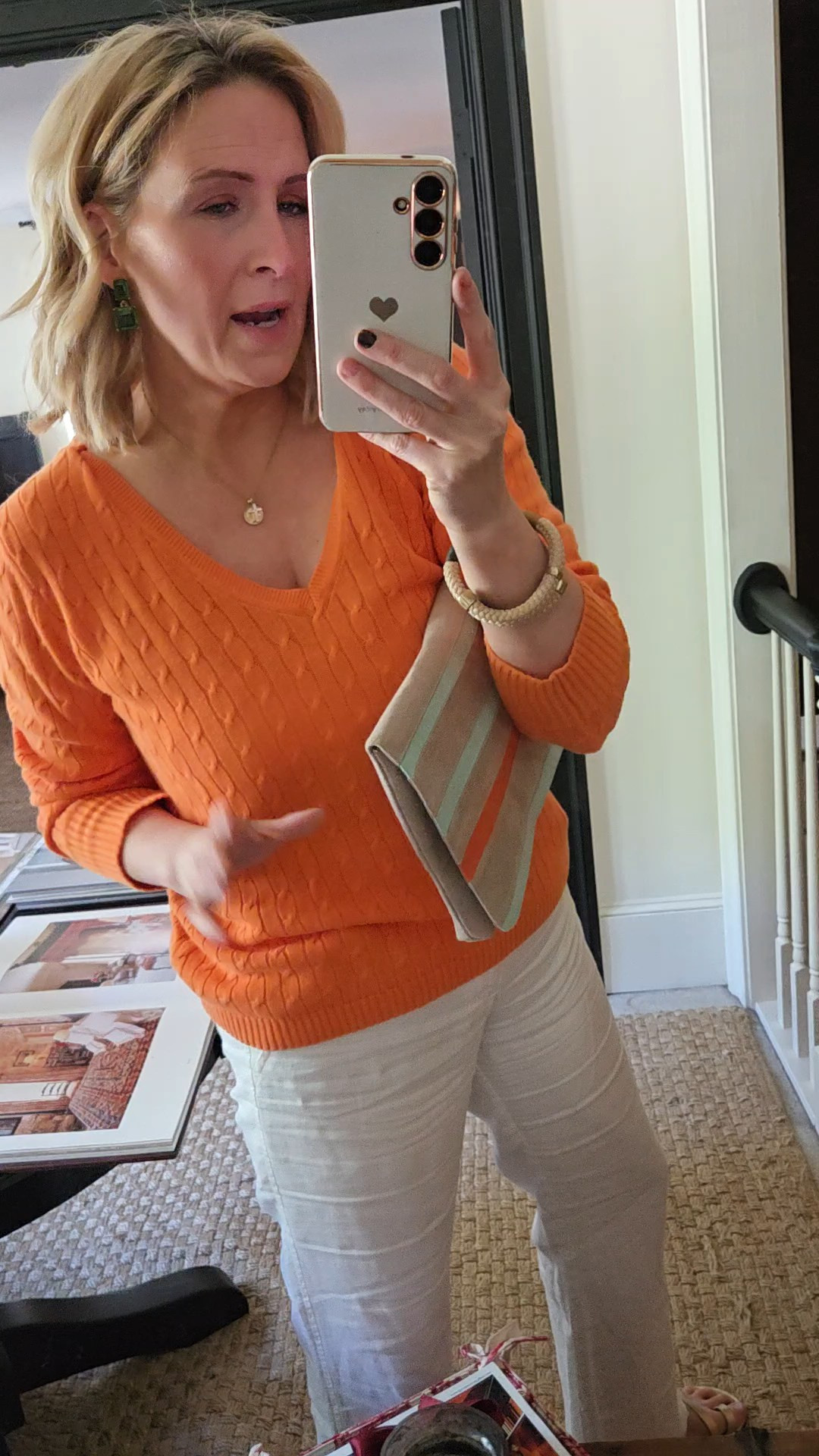 Cable knit linen summer sweater linen pants Vince camuto gold sandals and a fun clutch make it easy summer dinner outfit

#LTKdayinmylife #LTKgrwm #LTKootd