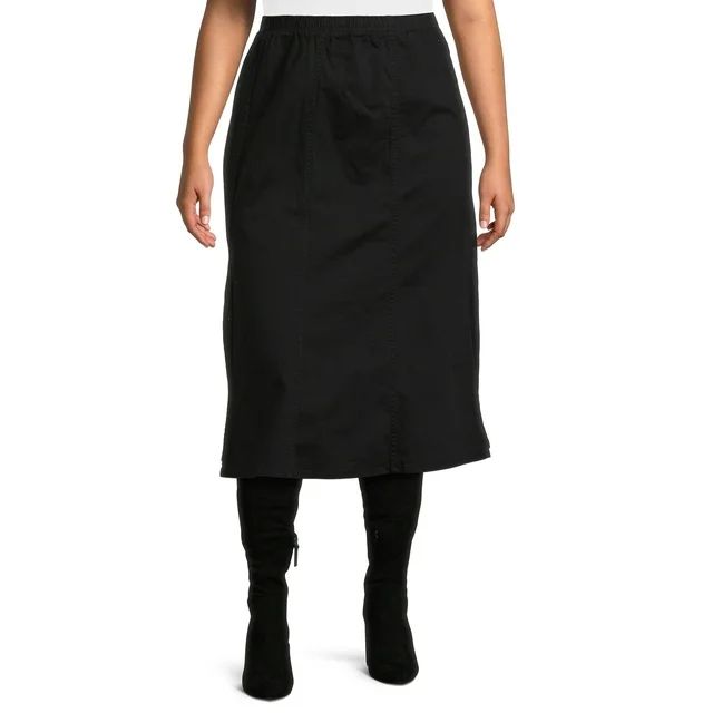 Just My Size Women's Plus Size Midi Pull-On Denim Skirt | Walmart (US)