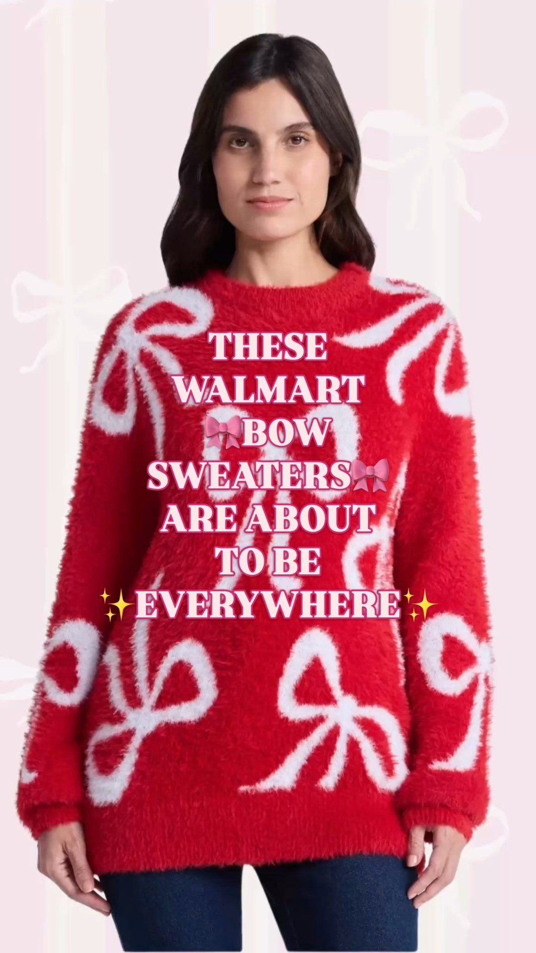 These Walmart bow sweaters are about to be everywhere 🎀✨

The feminine holiday knit moment has officially arrived — and Walmart said cozy, polished, playful, and festive all in one. These plush bow-print sweaters feel luxe, look designer-coded, and give that charming, whimsical energy we love in elevated winter wardrobes. Think festive without kitsch, classic without boring, and unapologetically feminine holiday style.

If you love preppy details, soft textures, polished winter outfits, and subtle statement pieces — this bow sweater trend is your season. Cozy, warm, soft, and just the right amount of “holiday special.” I expect these to move fast 👀🎁

✨ Why they’re about to go viral:
• Plush soft knit (not scratchy)
• Polished bow motif — feminine & timeless
• Relaxed fit = comfy + chic
• So easy to style with denim, skirts, satin minis, ballet flats, loafers, boots
• Winter-classic neutrals + holiday colorways 🎄💗✨

🎀 Saving for:
Holiday brunch • Tree-picking • Cocoa nights • Office festive days • Gift wrapping parties • Girls’ shopping days

Walmart sweater, Walmart holiday sweater, bow sweater, cozy winter sweater, Christmas bow sweaters, feminine holiday outfit, preppy winter style, cute holiday outfits, pink winter style, Christmas outfit ideas, bow knit sweater, winter feminine aesthetic

#LTKHoliday #LTKSeasonal #LTKFindsUnder50