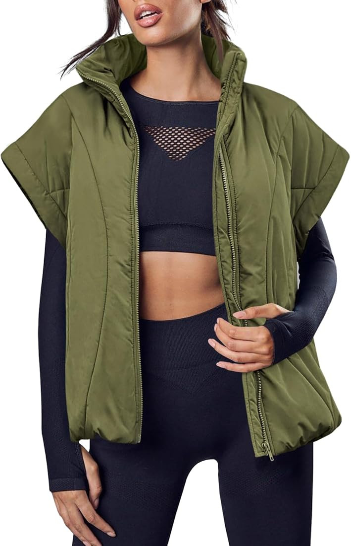 Imily Bela Women's Winter Puffer Vest Quilted Stand Collar Zip Up Padded Gilet Coat Outwear with ... | Amazon (US)