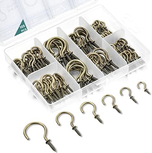 EIENHOSHI Cup Hooks, Bronze, Screw-in Hooks Kit for Hanging(1/2", 5/8", 3/4", 7/8", 1'', 1-1/4") - 1 | Amazon (US)