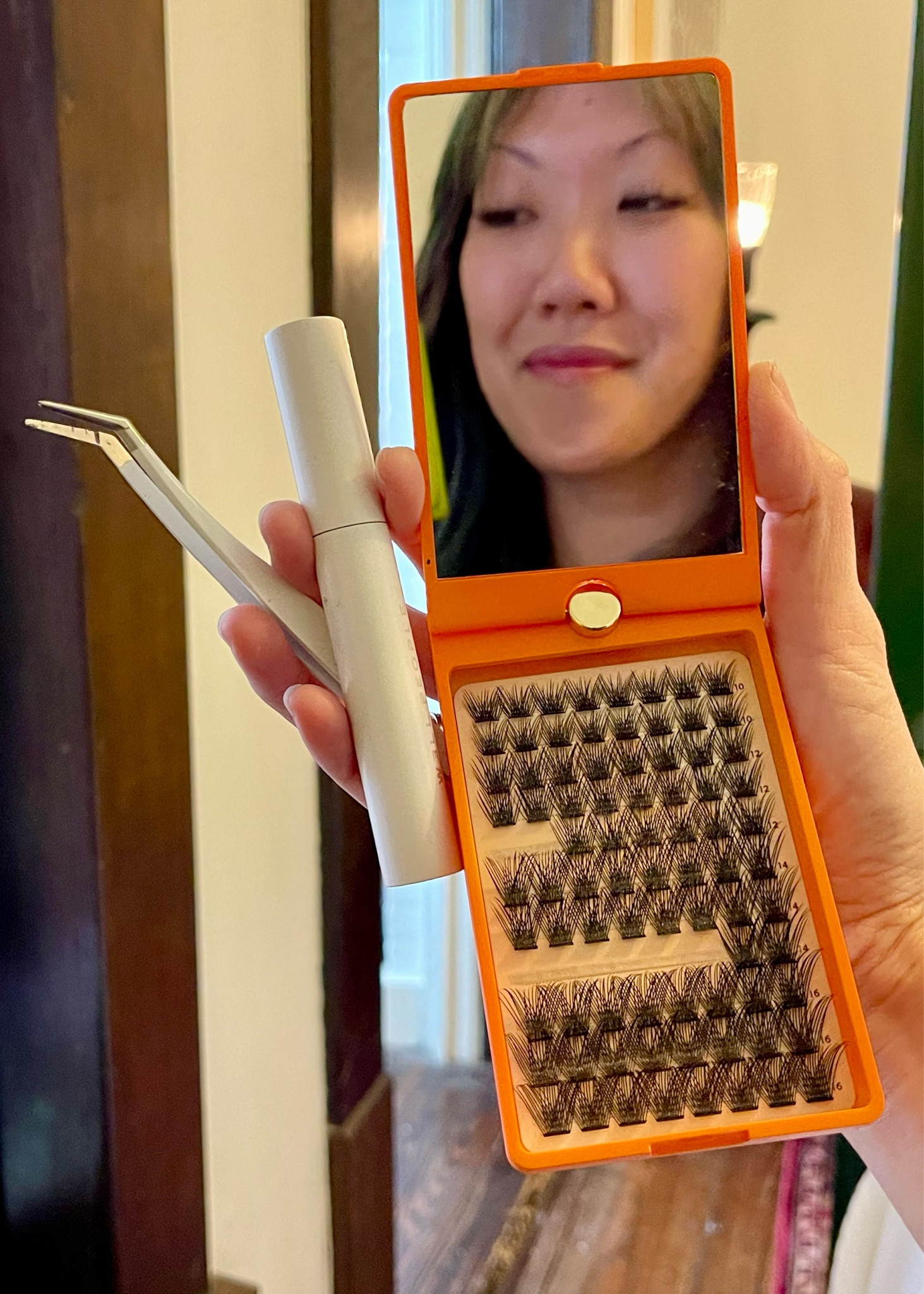 To get your lashes looking like you have lash extensions on, my favorite are lash segments or lash clusters that can be installed underneath your natural lashes. Then swipe some mascara on your bottom lashes to finish your eye makeup look. 

I love that this set of lash segments comes in a case with a mirror so application on the go is easy! You can add touch-up pieces whenever you need to on the go.

#LTKbeauty #LTKfindsunder50