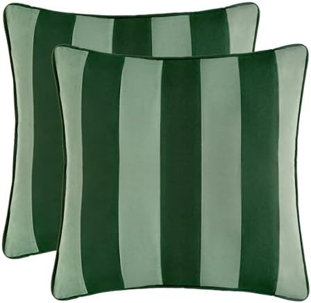 MONDAY MOOSE Decorative Throw Pillow Covers Cushion Cases, Set of 2 Soft Velvet Striped Piping Ed... | Amazon (US)