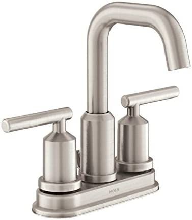 Moen WS84228SRN Gibson Two-Handle High Arc Bathroom Faucet, Spot Resist Brushed Nickel | Amazon (US)