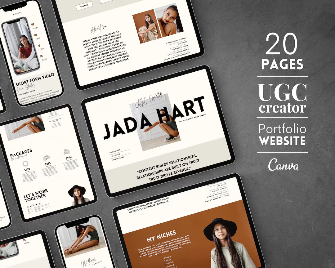 UGC Creator Portfolio Website UGC Media Kit Social Media Influencer Marketing Canva Template User... | Etsy (US)