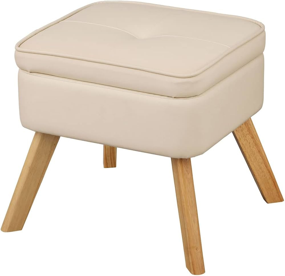 Iris Ohyama LEC-OT Storage Stool, Storage Box, Ottoman, Floor Chair, Foot Rest, Ottoman with Stor... | Amazon (US)