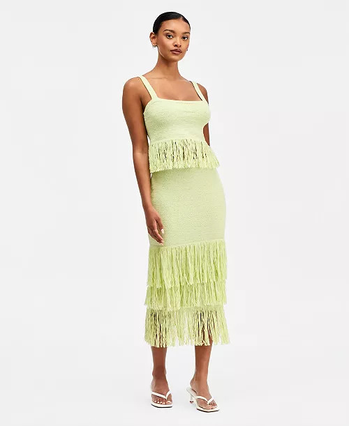 Bar IIIWomen's Pull-On Tiered-Fringe Sweater Skirt | Macy's