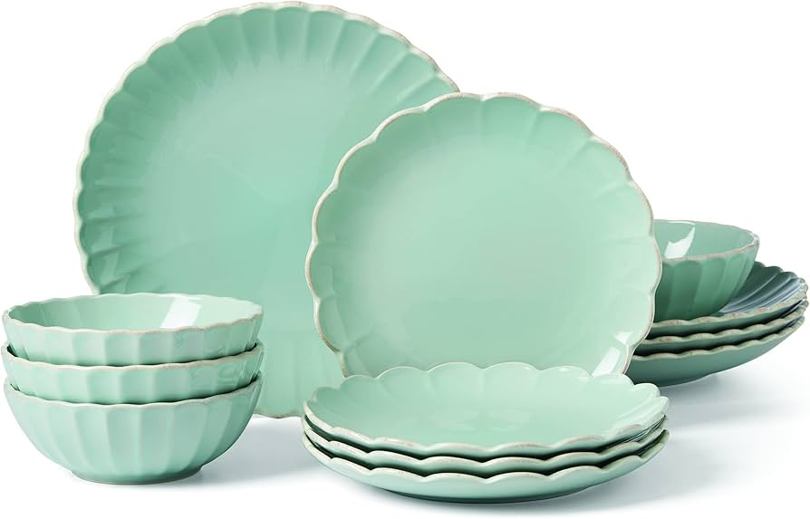 Lenox French Perle Scallop Ice Blue 12Pc Dinnerware Set, 17.70 | Amazon (US)
