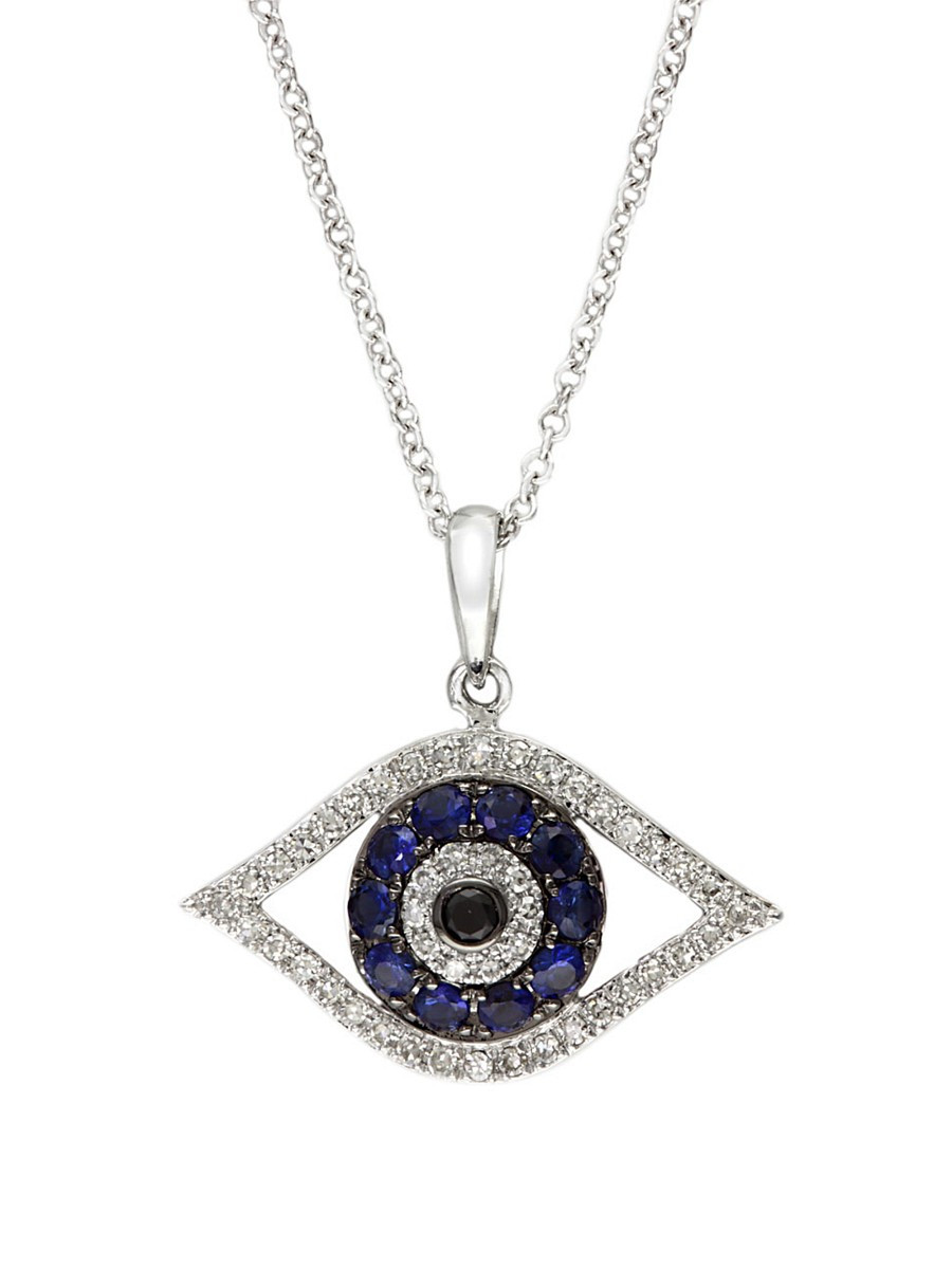 Effy Women's Royale Bleu 14K White Gold, Diamond & Sapphire Evil Eye Necklace | Saks Fifth Avenue OFF 5TH