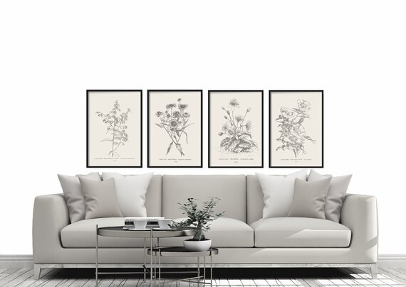 Botanical Print Set of 4 - Botanical Vintage Prints, Antique Botanical Print Set, Vintage Botanic... | Etsy (US)