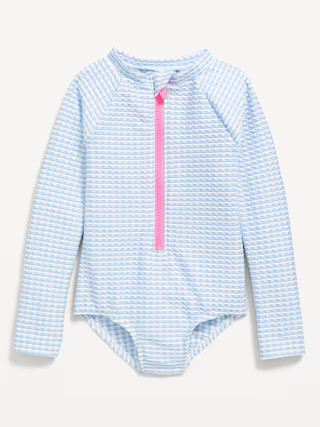 Printed Zip-Front Rashguard One-Piece Swimsuit for Toddler Girls | Old Navy (US)